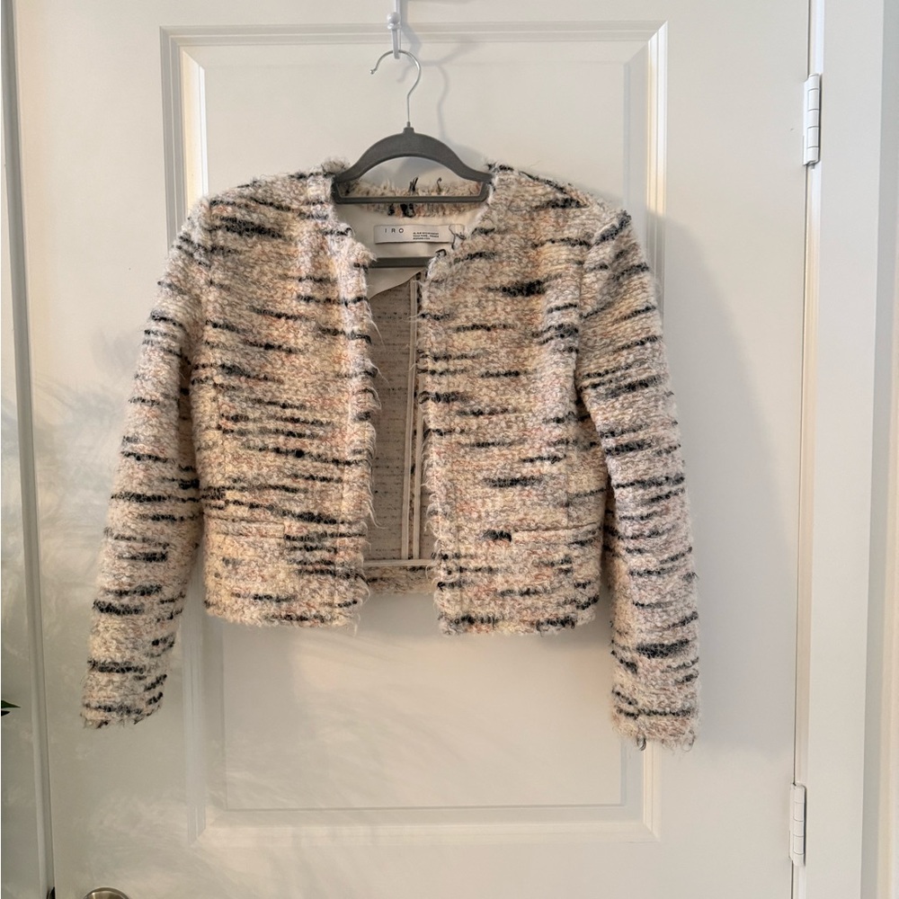IRO PARIS 
Marino Cropped Frayed Metallic Bouclé-Tweed Jacket